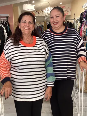 REV SWEATER-BW STR ORANGE DET