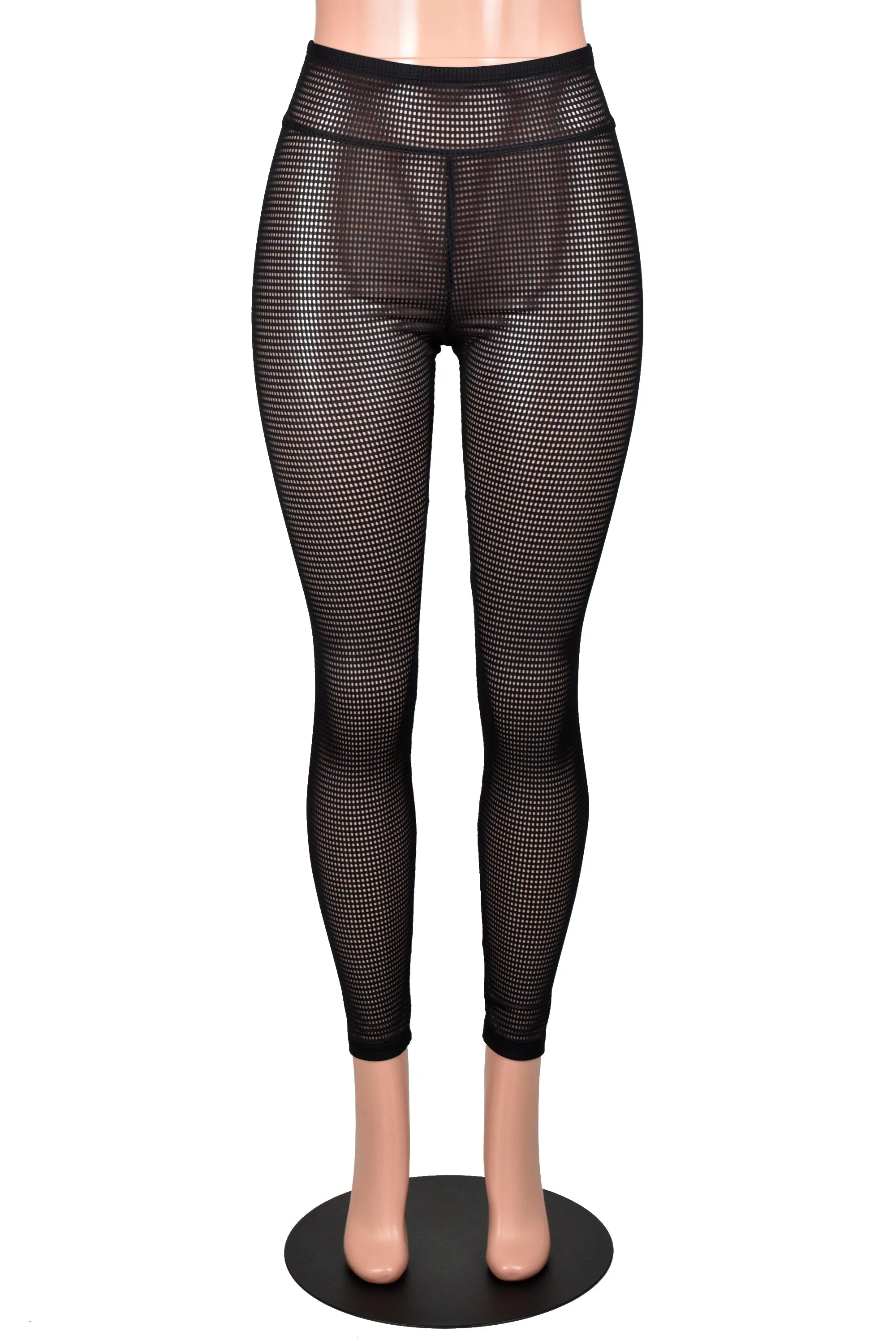 Sheer Black Grid Mesh Leggings