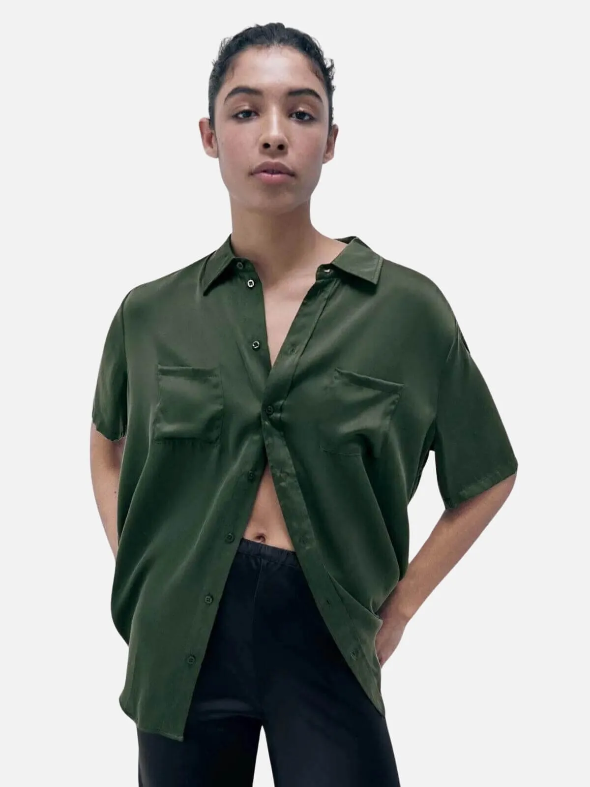 Short Sleeve Boyfriend Shirt - Cedar