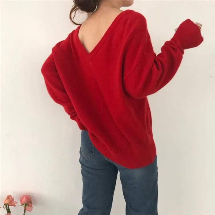 Slouchy V-Back Sweater
