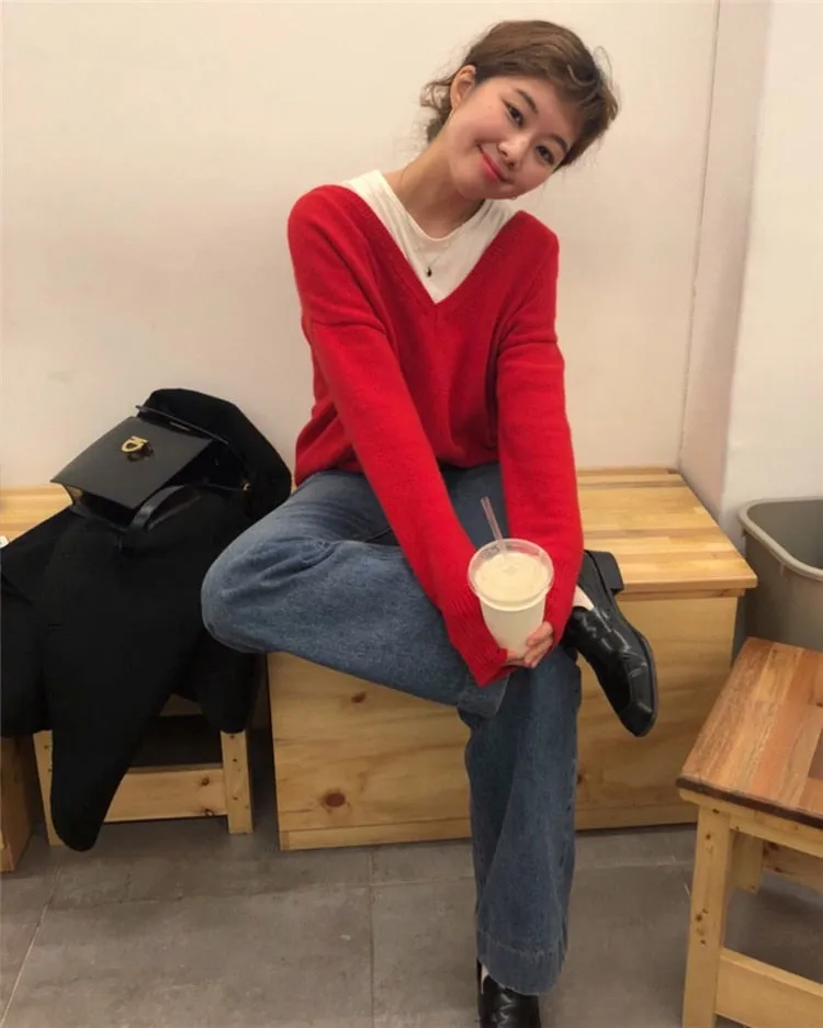 Slouchy V-Back Sweater