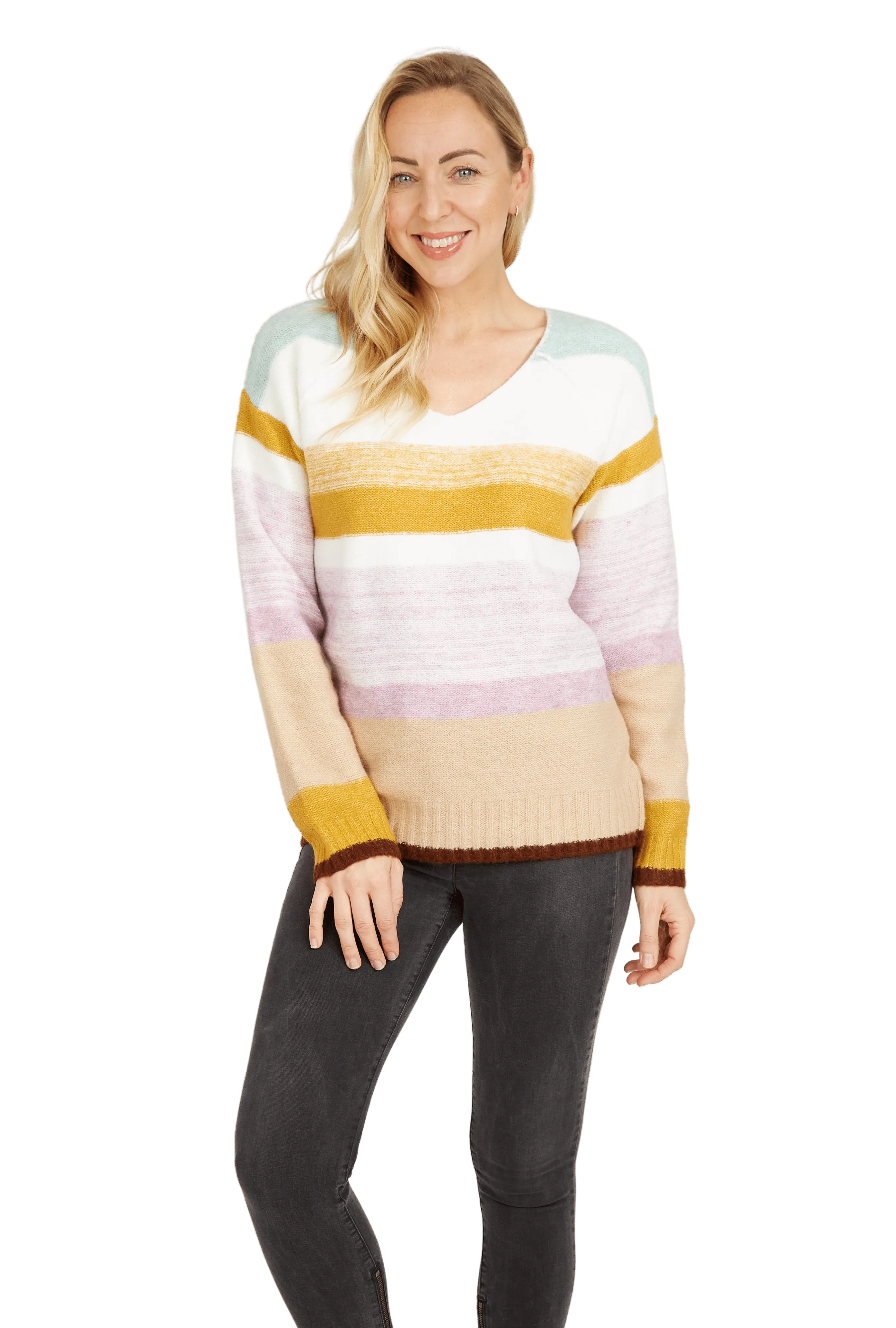 Stripe Print Sweater in White | Womens | Baciano