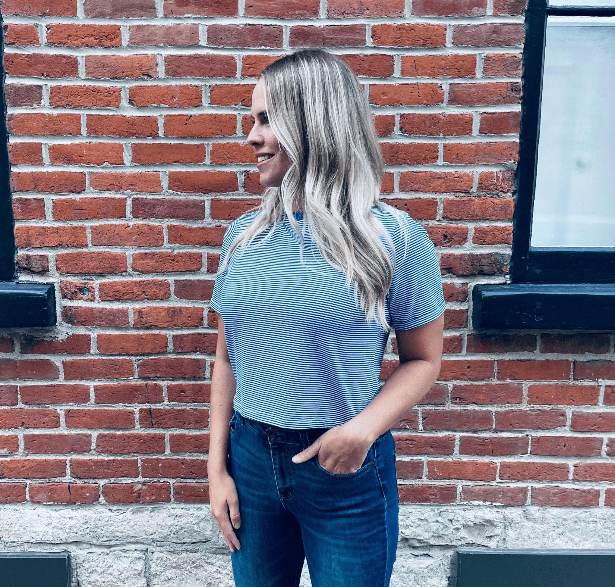 T-shirt crop top bambou Deep Blue