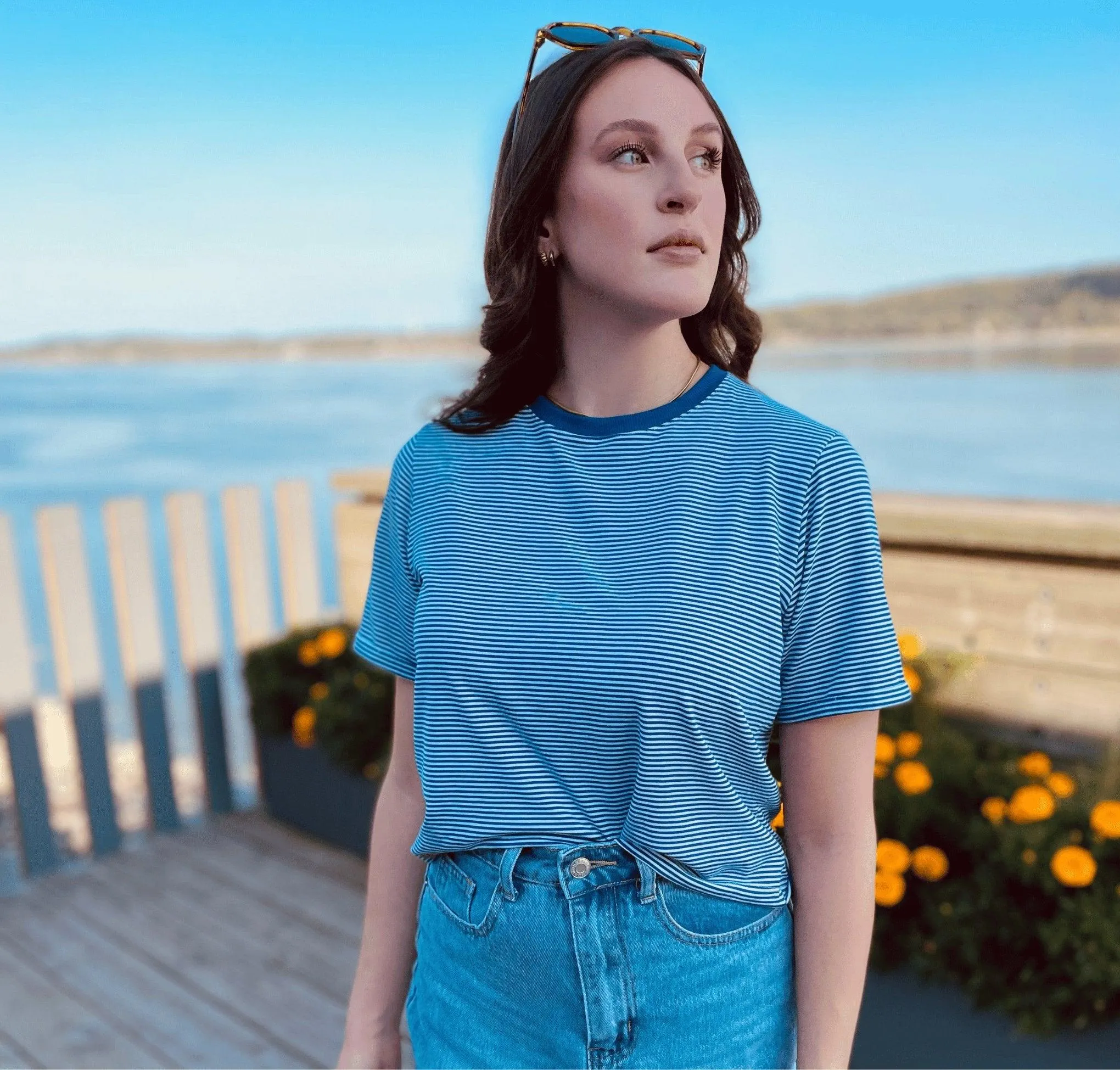 T-shirt crop top bambou Deep Blue