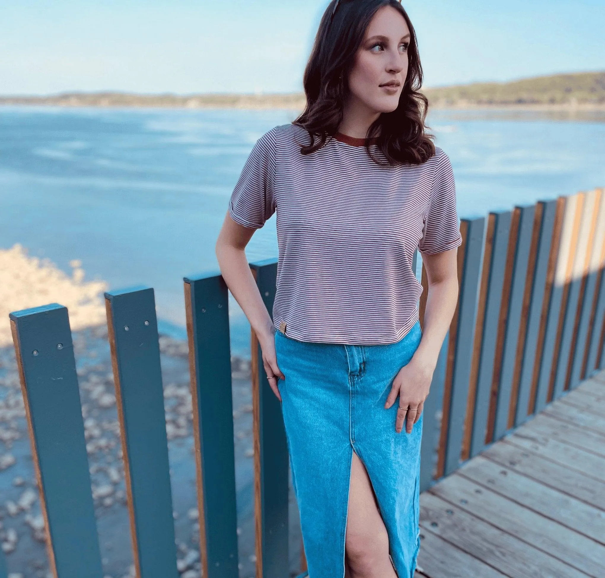 T-shirt crop top bambou Rust