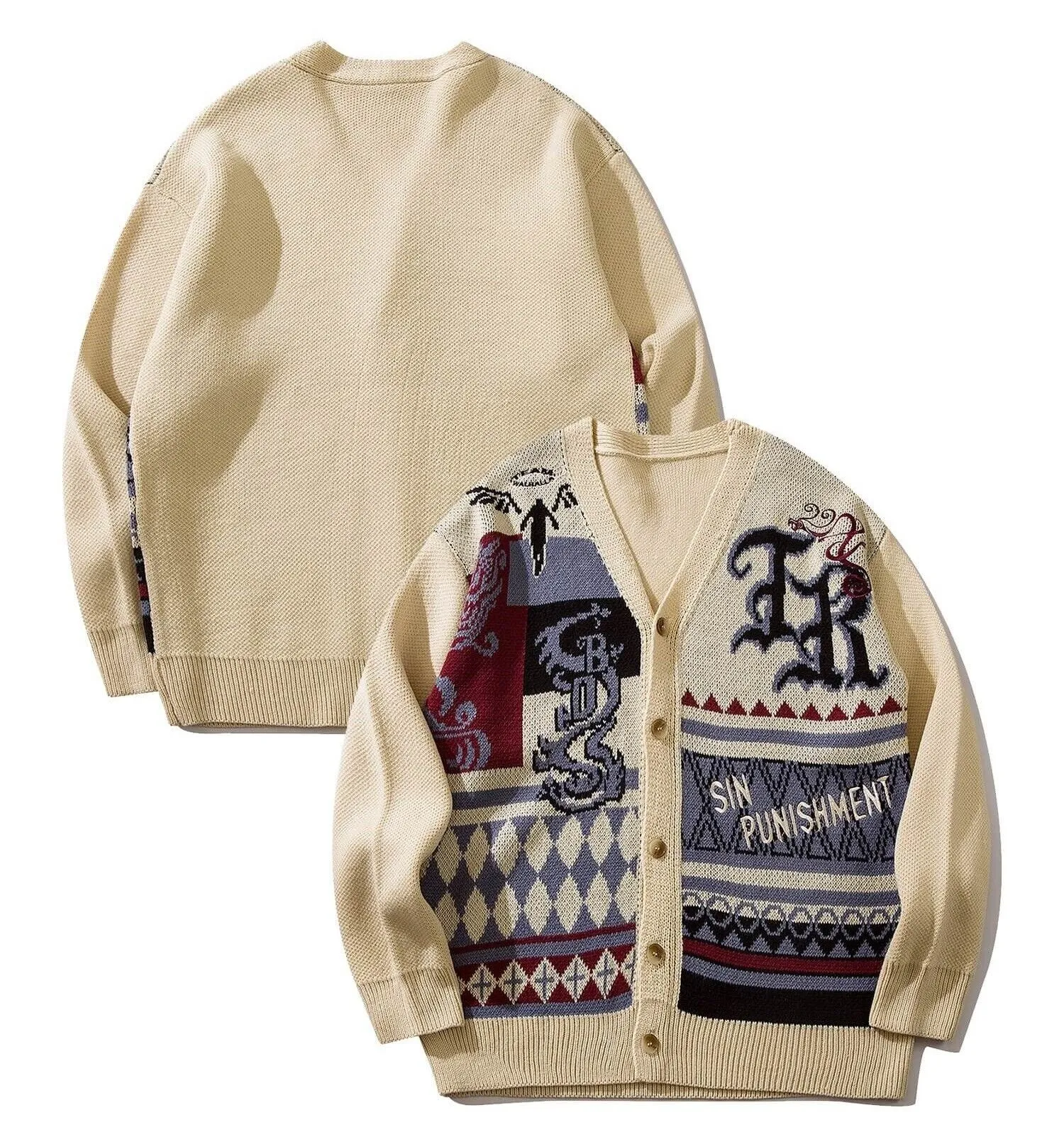 Tokyo Revengers Ken Ryuguji Draken Knit Cardigan Light Beige XL Size Unisex