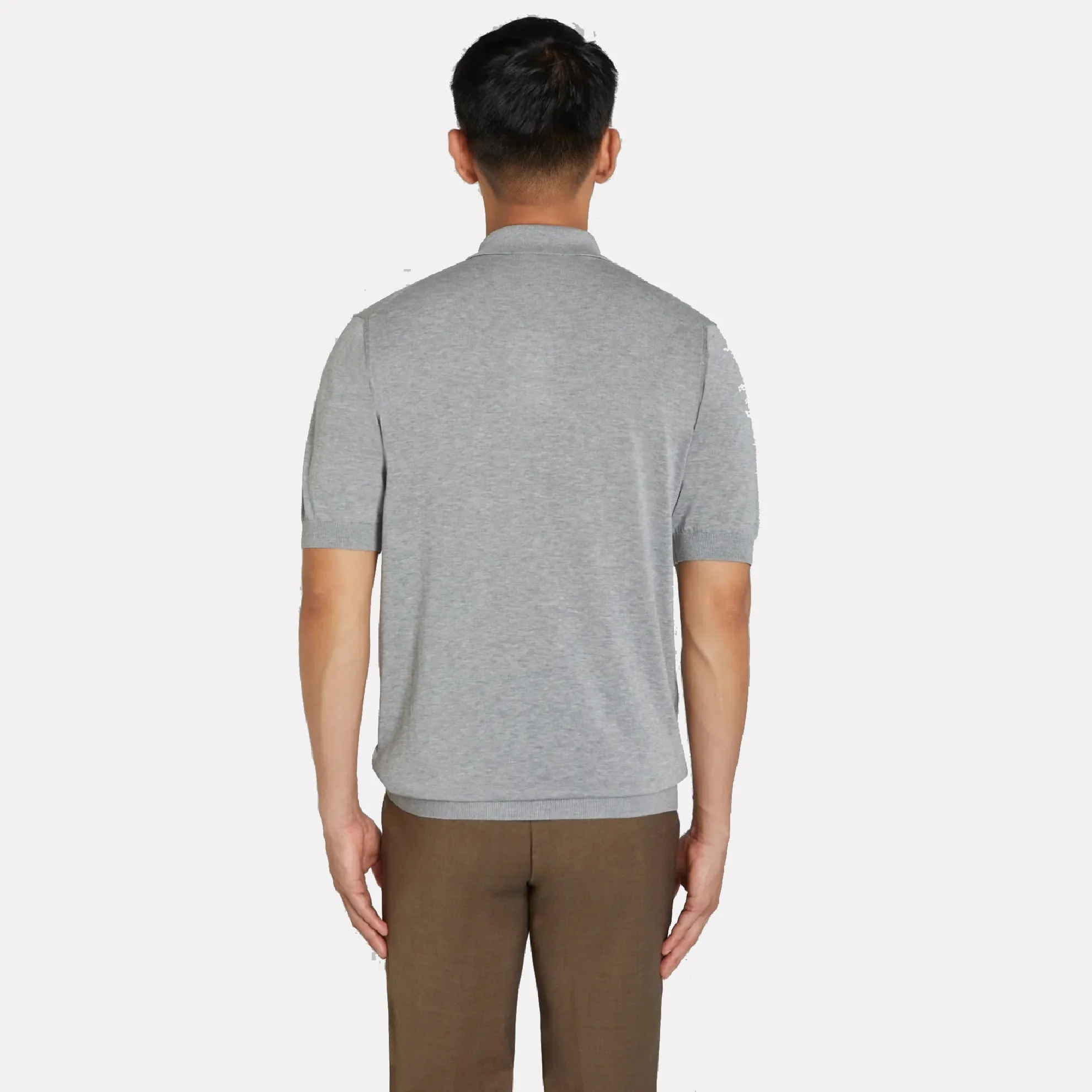 Tupper Italian Cotton/Silk Blend Short Sleeve Polo / Grey