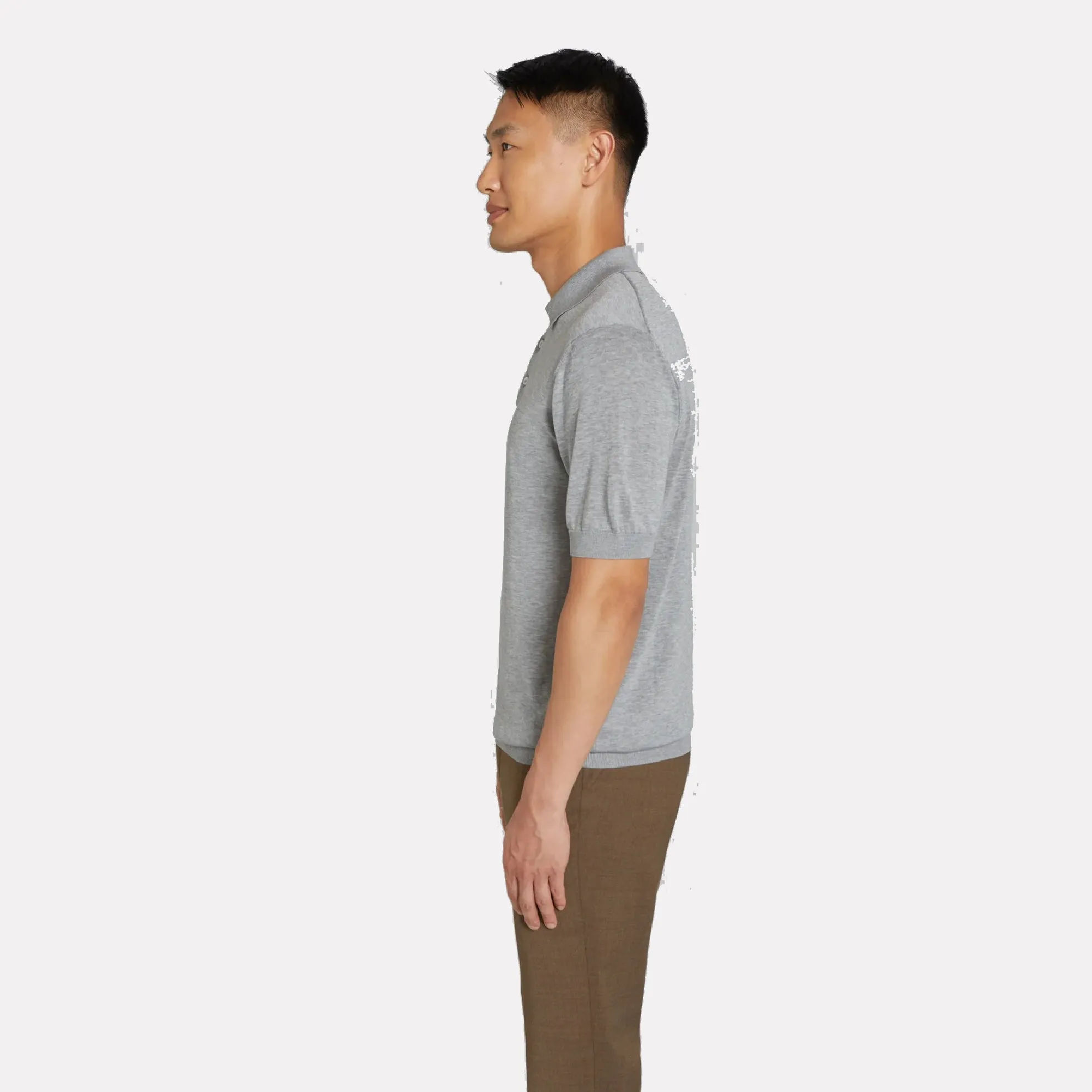 Tupper Italian Cotton/Silk Blend Short Sleeve Polo / Grey