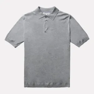 Tupper Italian Cotton/Silk Blend Short Sleeve Polo / Grey