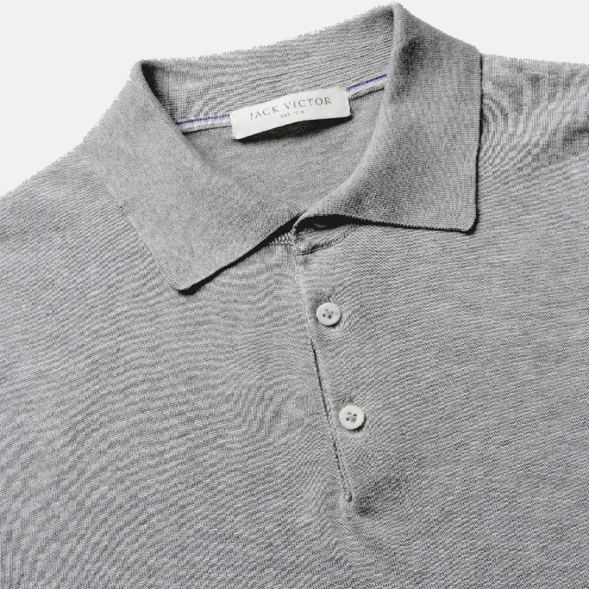 Tupper Italian Cotton/Silk Blend Short Sleeve Polo / Grey