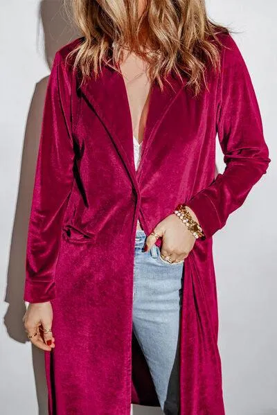 Velvet Cardigan with Pockets