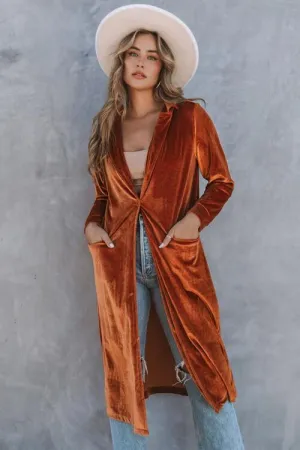 Velvet Cardigan with Pockets