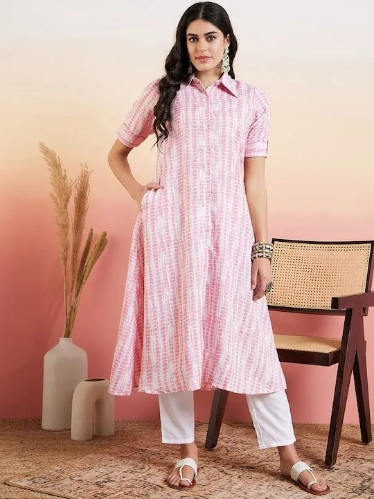 White Dyed Regular Kurta with Trousers