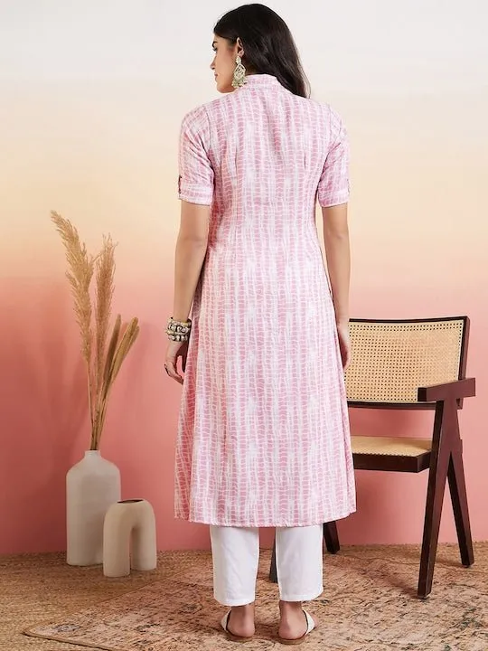 White Dyed Regular Kurta with Trousers