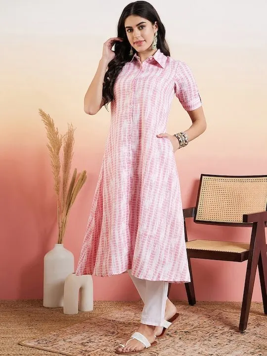 White Dyed Regular Kurta with Trousers