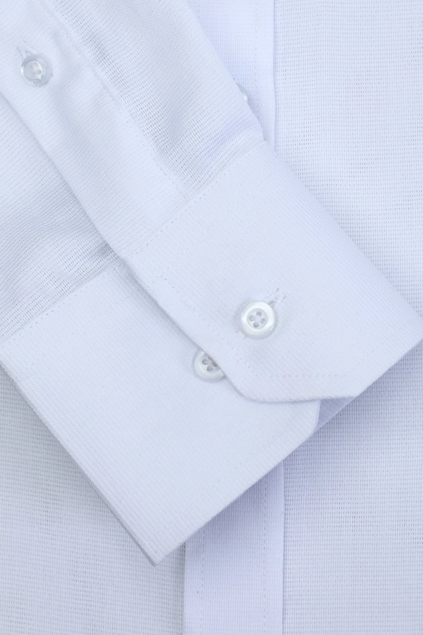 White Pinpoint Textured Casual Shirt