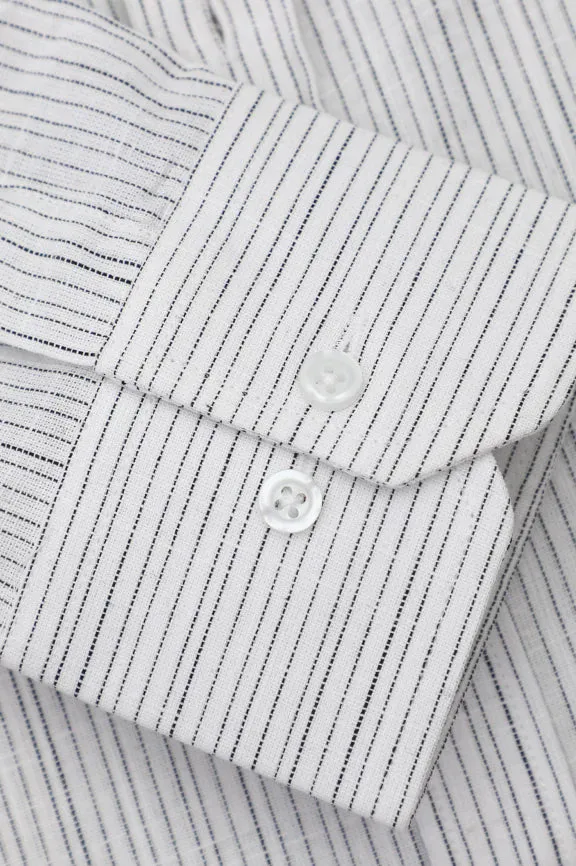 White Stripes Textured Casual Shirt