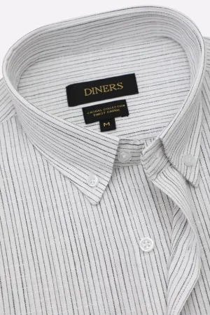 White Stripes Textured Casual Shirt