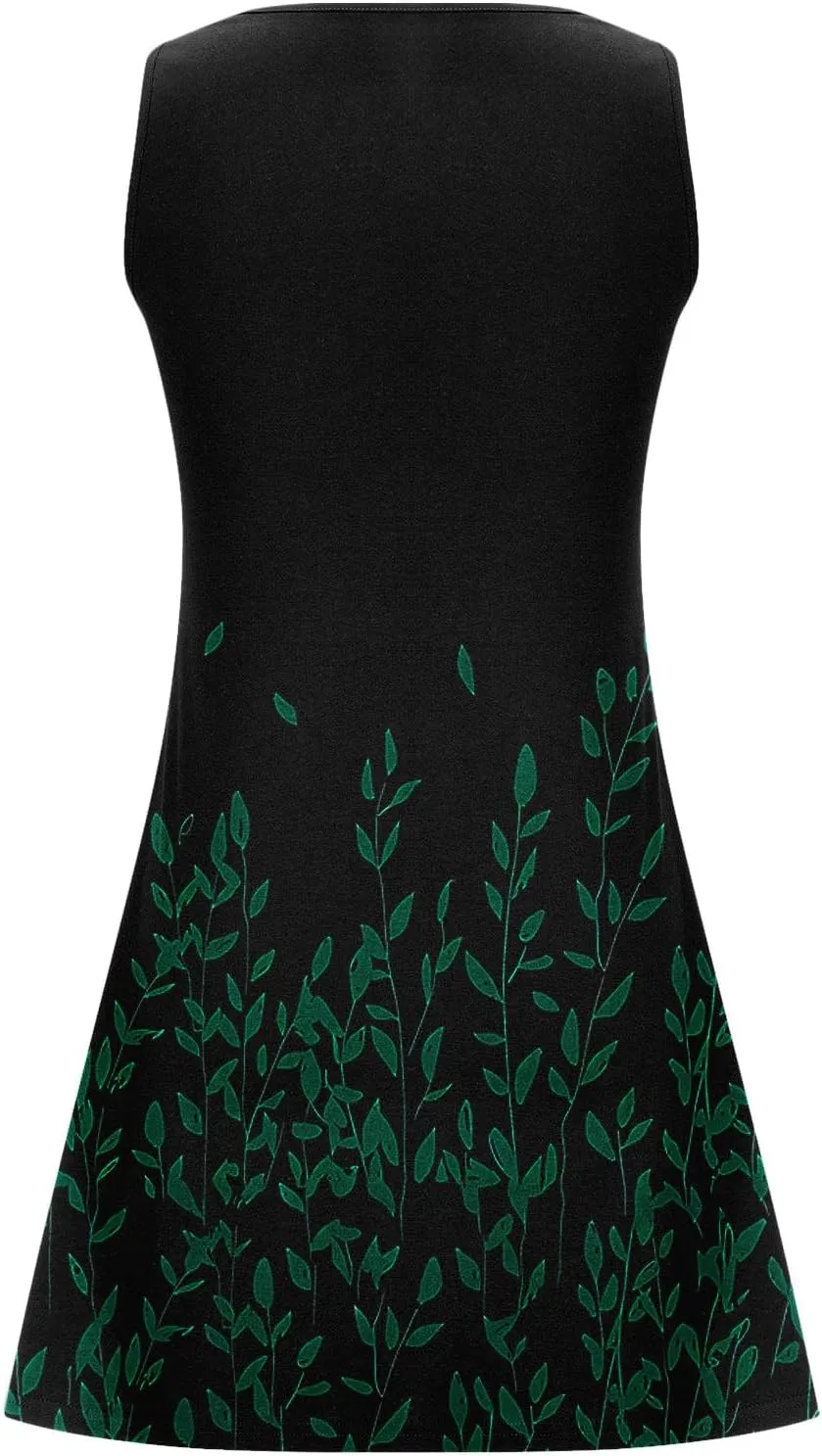 Women Sleeveless Casual Beach Dresses Boho Floral Print Sundress Comfortable Fashion Summer Clothes