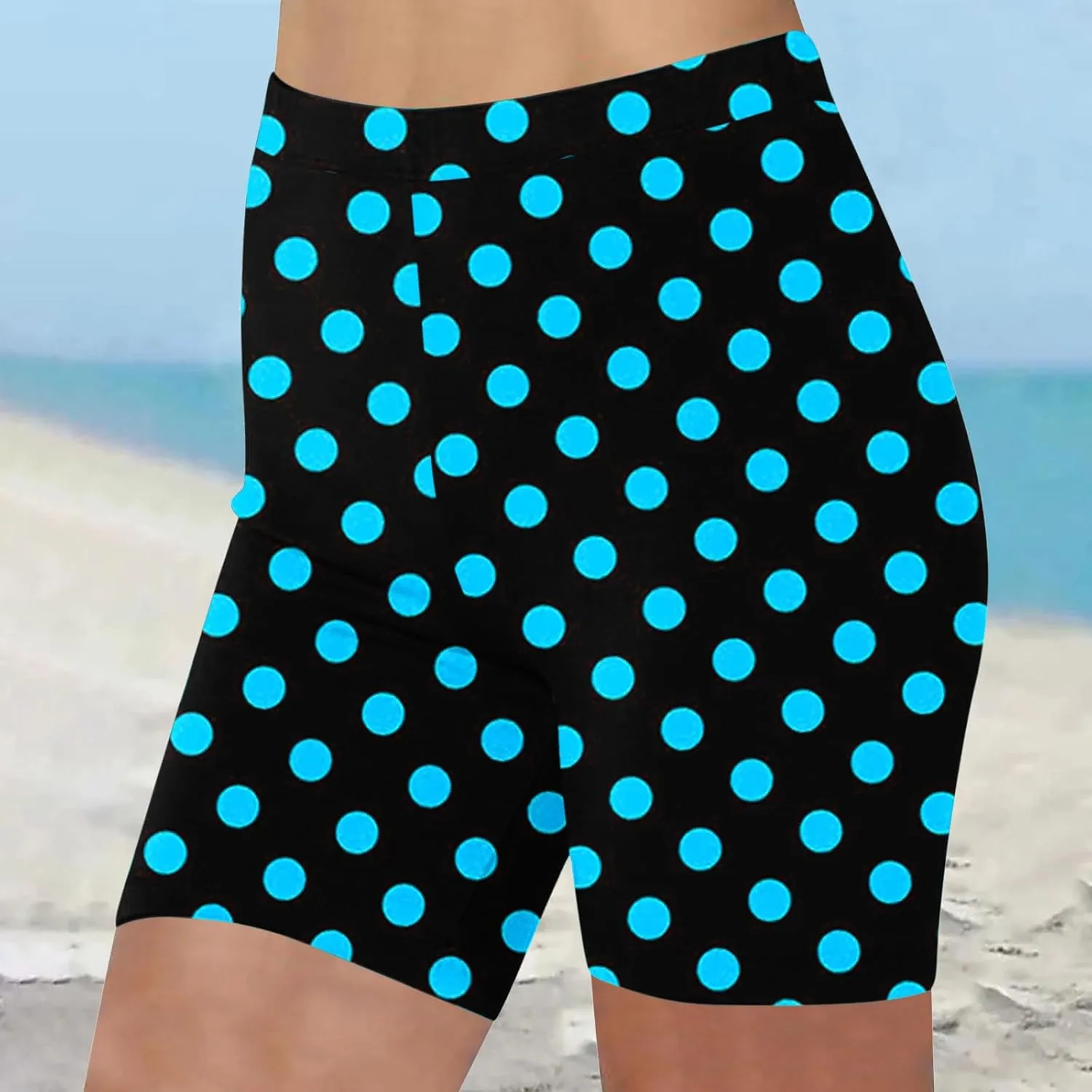 Women's Beach Shorts Casual Summer Polka Dot Print Leggings High Waist Stretchy Everyday Wear Comfortable Pants 2025