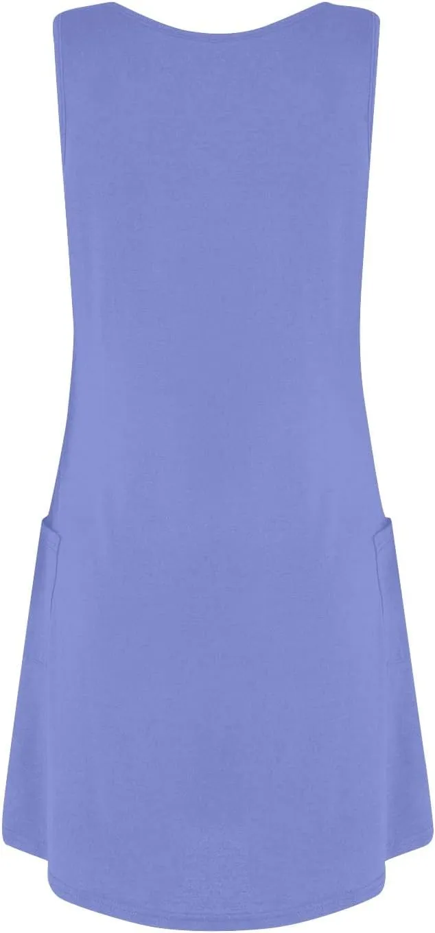 Women's Casual Sleeveless Color Block Summer Dress with Pockets Comfortable Loose Fit for Beach and Daily Wear