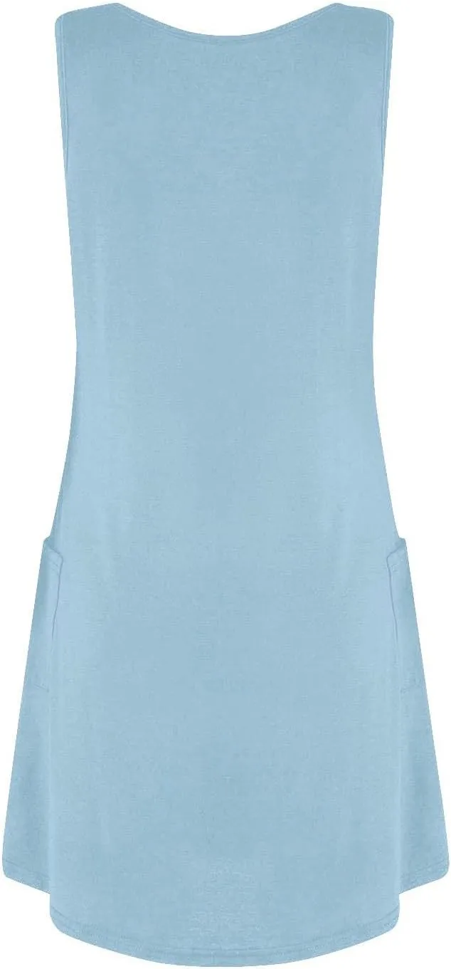 Women's Casual Sleeveless Color Block Summer Dress with Pockets Comfortable Loose Fit for Beach and Daily Wear