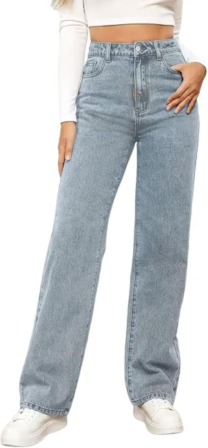 Women's High Waisted Straight Leg Jeans Trendy 2025 Casual Soft Loose Boyfriend Denim Pants with Pockets