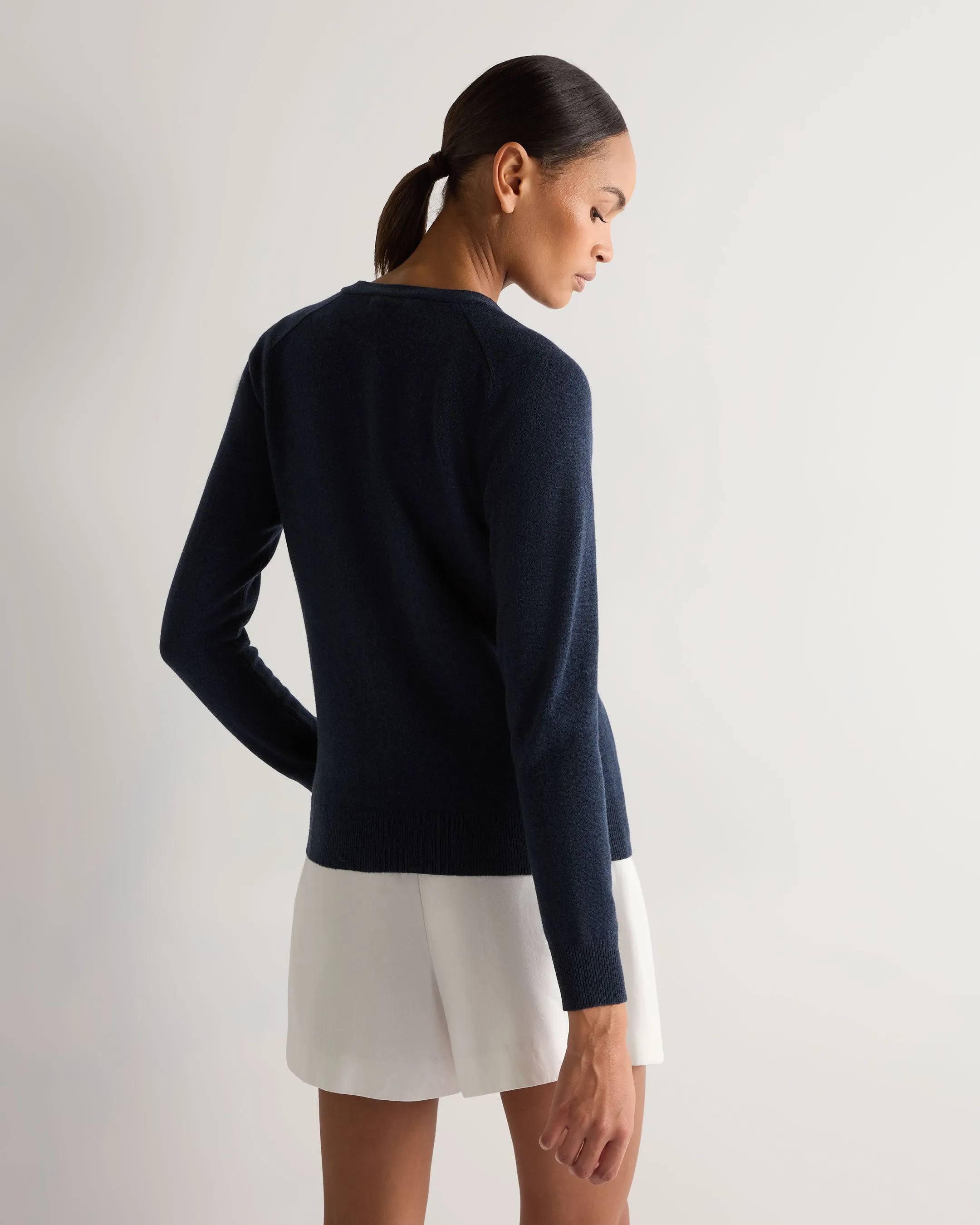 Women's Lara V Neck Cashmere Cardigan Indigo Blue