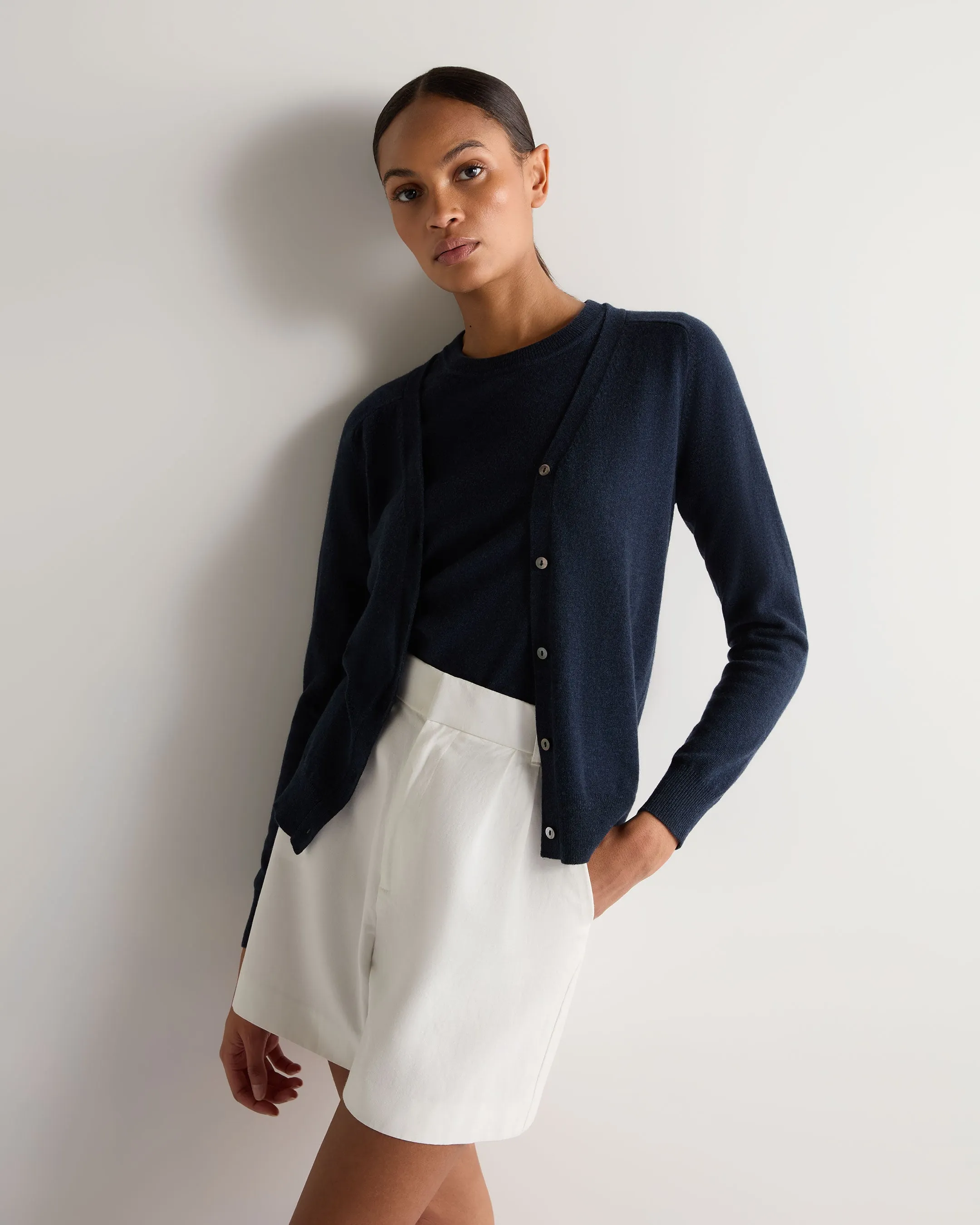 Women's Lara V Neck Cashmere Cardigan Indigo Blue