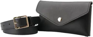 Women's Leather Belt, Fanny Pack with Removable Belt Fashion Waist Pouch Belt Bags, Fashion PU Leather Waist Pack Pouch Small Purse for Party, Travel, Hiking (black)