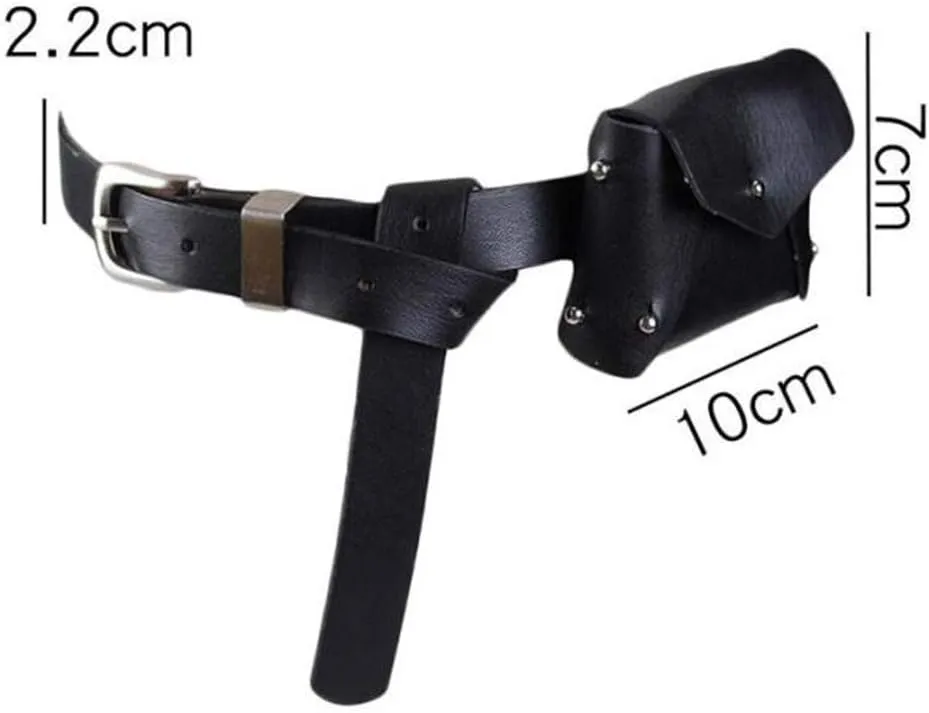 Women's Leather Belt Fanny Pack with Removable Belt Small Purse Belt Fanny Bag Vintage Party Tote Handbag Solid Style (Blue)