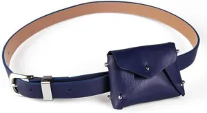 Women's Leather Belt Fanny Pack with Removable Belt Small Purse Belt Fanny Bag Vintage Party Tote Handbag Solid Style (Blue)