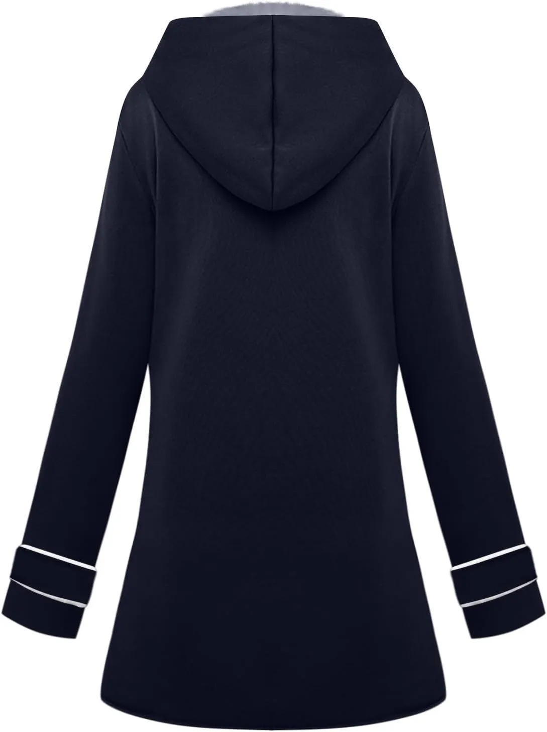 Women's Long Sleeve Winter Coat Warm Shaggy Down Hooded Button Down Coat Jacket