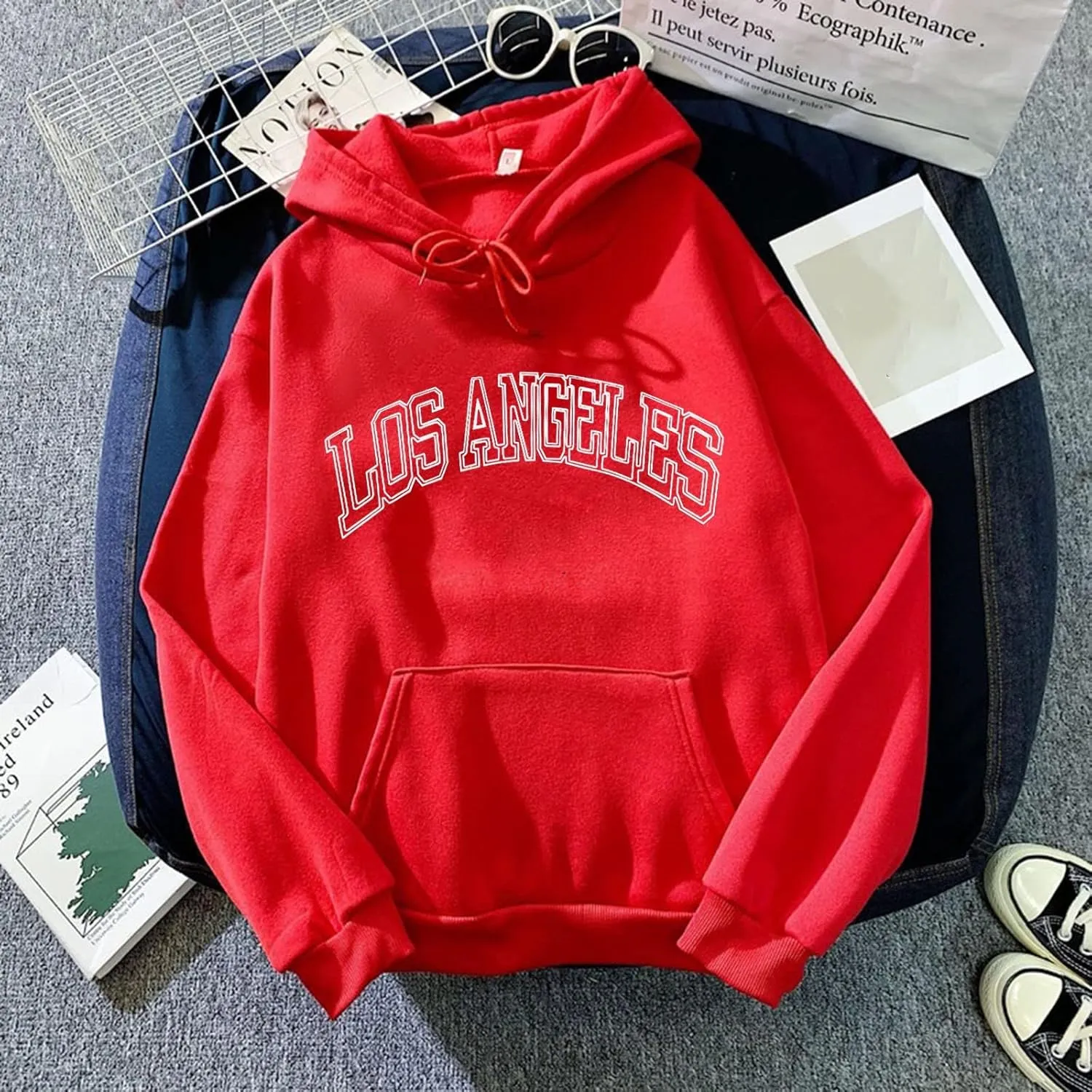Womens Oversized Sweatshirt Letter Graphic Hoodies Sweatshirts Tops Long Sleeve Shirts Pullover Sweaters Jumper