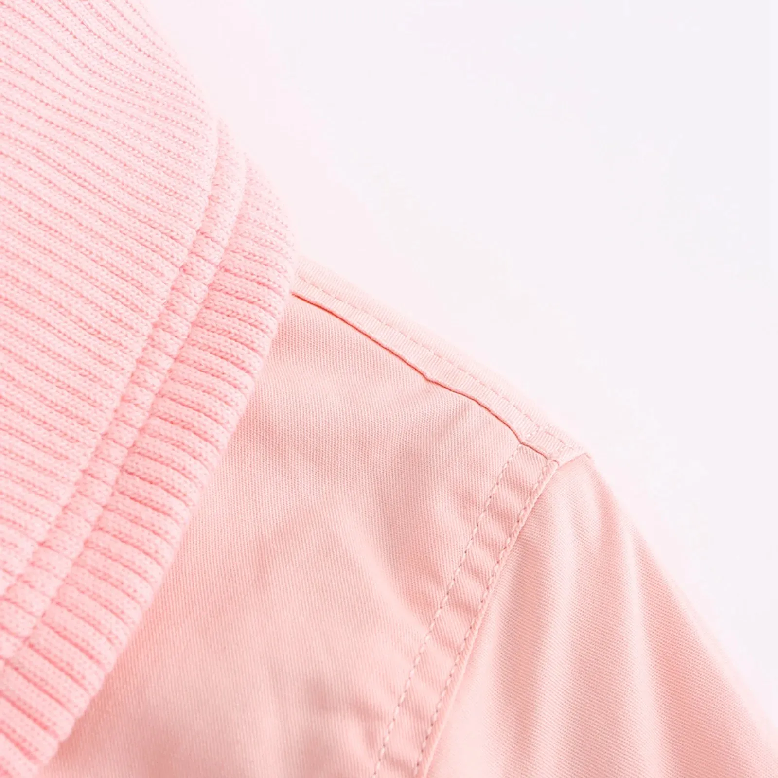 Womens plus Size Loose Fashion Short Winter Warm Jacket High Collar Long Sleeve Hoodless Pocket Lapel Thread Cotton Coat Fashion Laides Coats Female Outerwear Pink S