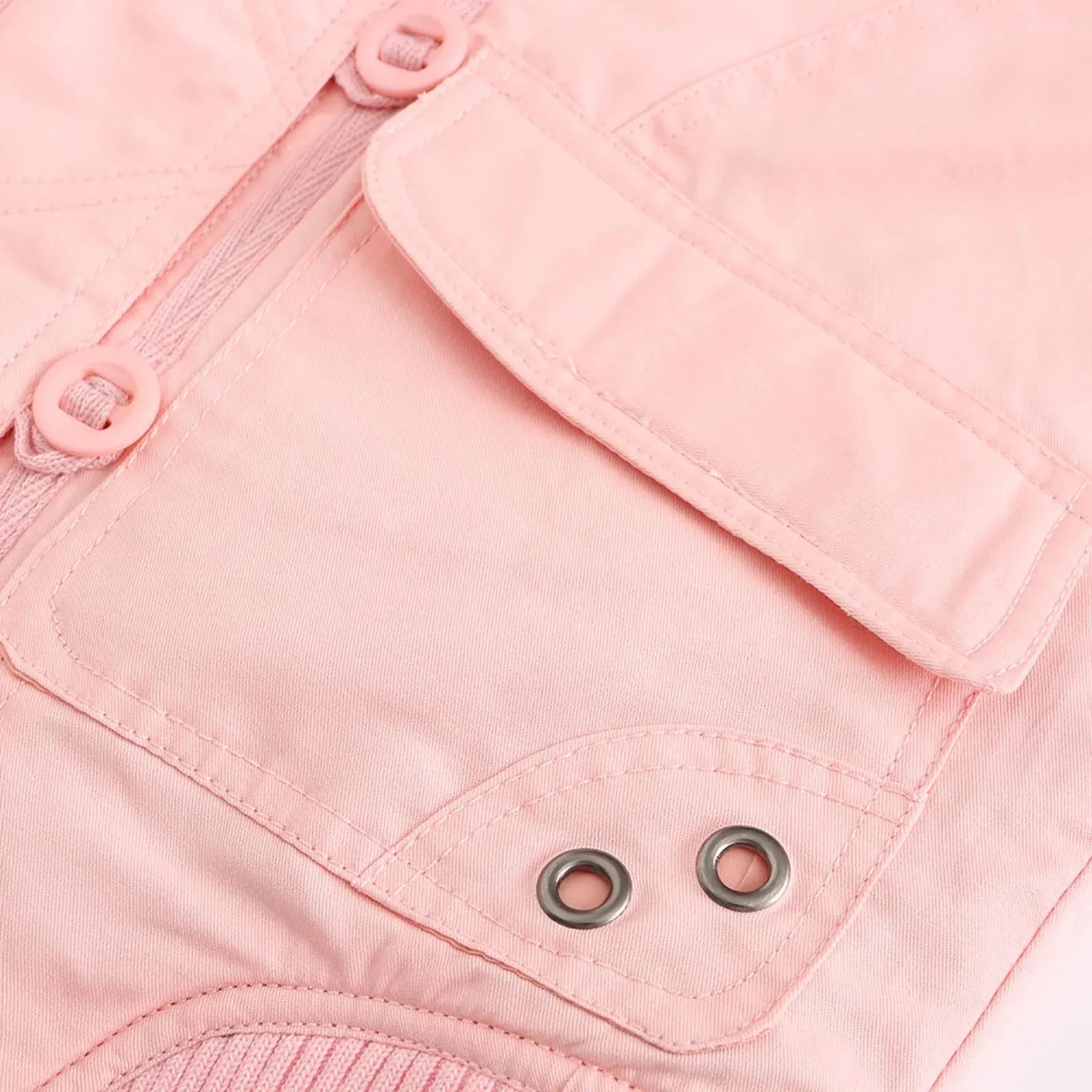 Womens plus Size Loose Fashion Short Winter Warm Jacket High Collar Long Sleeve Hoodless Pocket Lapel Thread Cotton Coat Fashion Laides Coats Female Outerwear Pink S