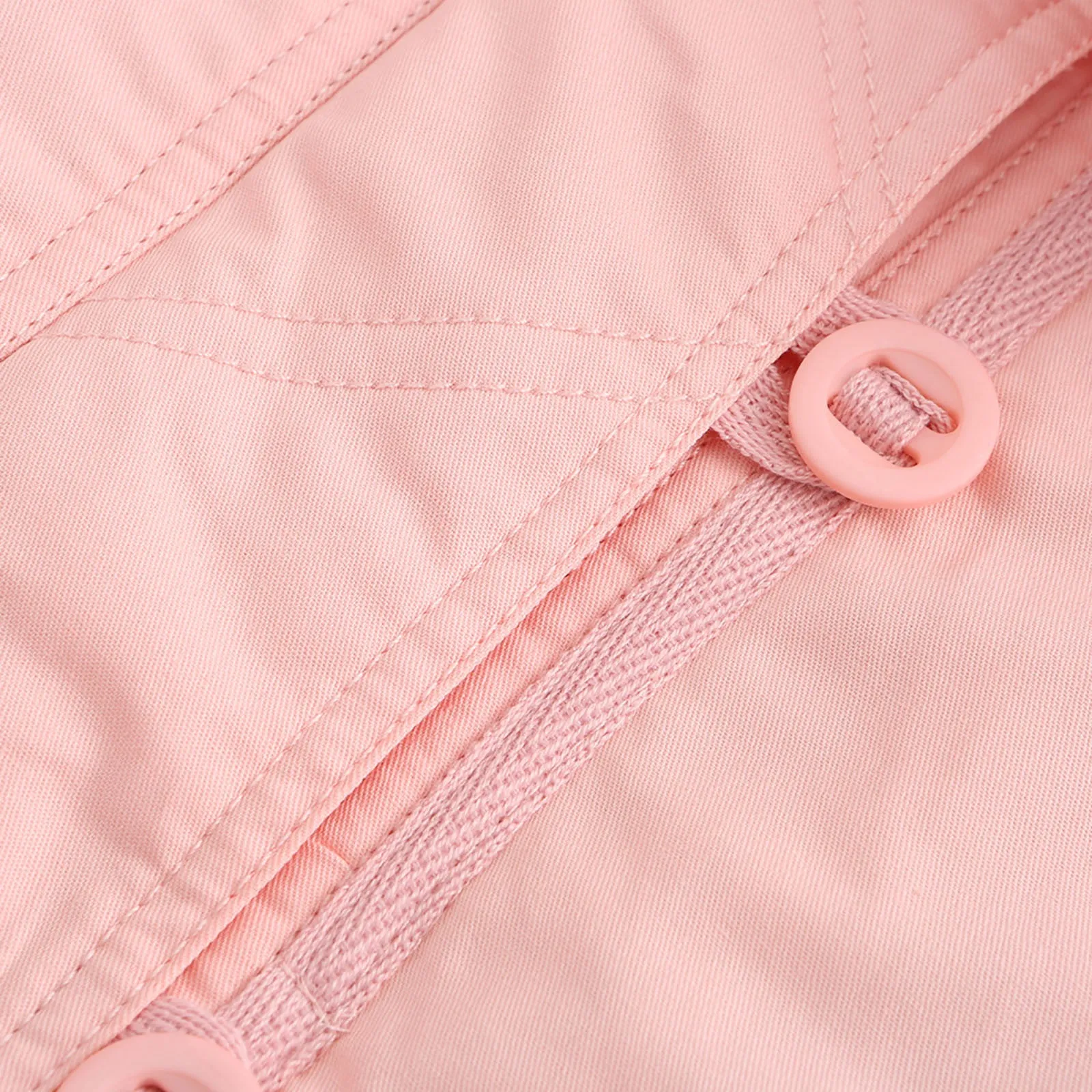 Womens plus Size Loose Fashion Short Winter Warm Jacket High Collar Long Sleeve Hoodless Pocket Lapel Thread Cotton Coat Fashion Laides Coats Female Outerwear Pink S