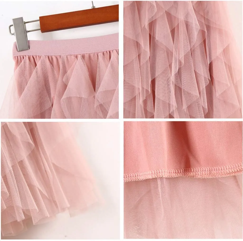 Women's Skirts Trendy Casual Casual Womens Comfortable Tulle High Waist Pleated Tutu Skirt Ladies Midi Skirt