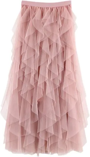 Women's Skirts Trendy Casual Casual Womens Comfortable Tulle High Waist Pleated Tutu Skirt Ladies Midi Skirt