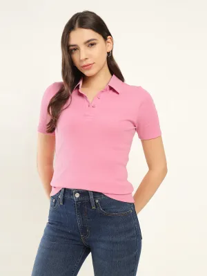 Women's Solid Slim Fit Polo T-Shirt