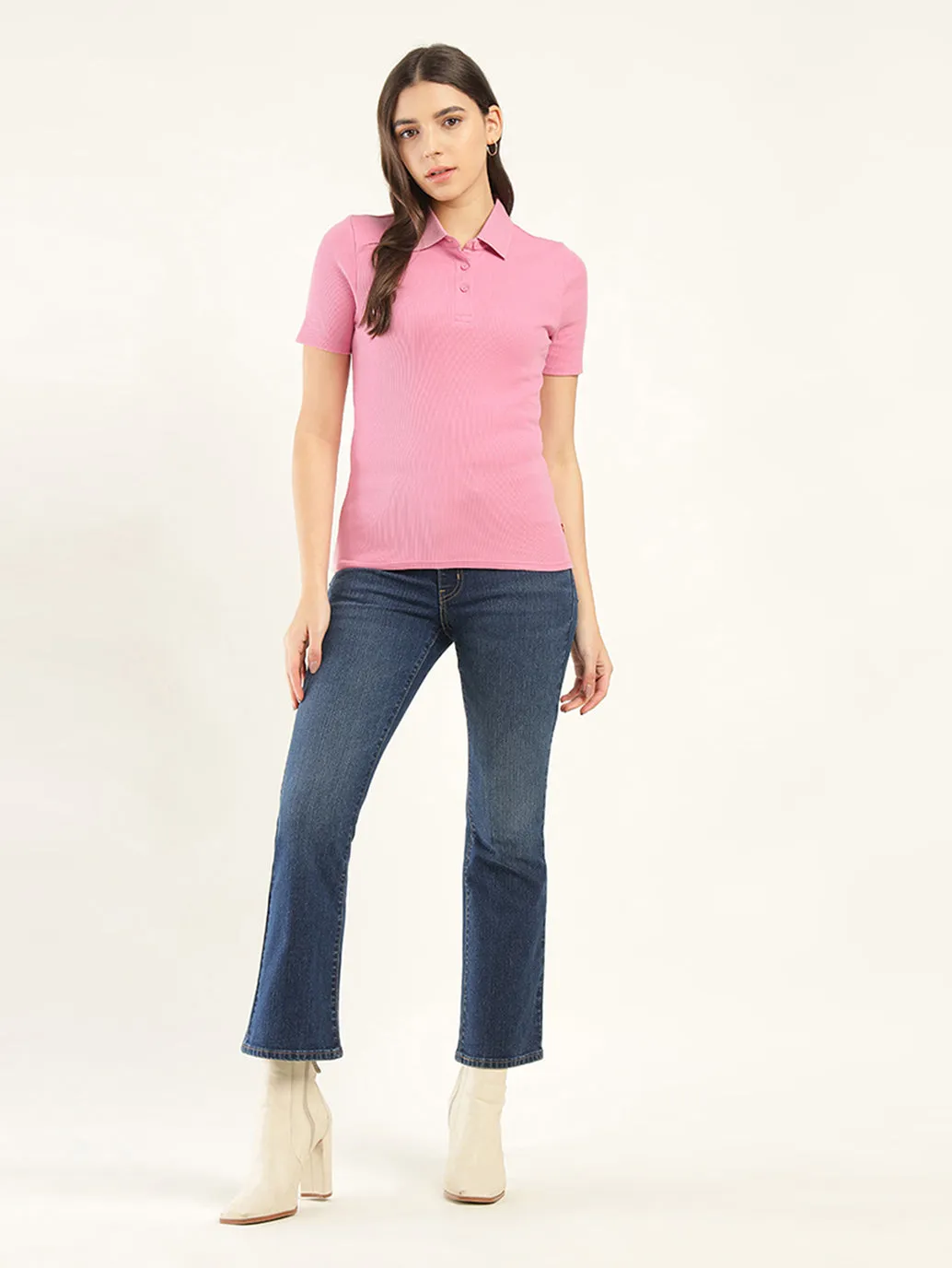 Women's Solid Slim Fit Polo T-Shirt