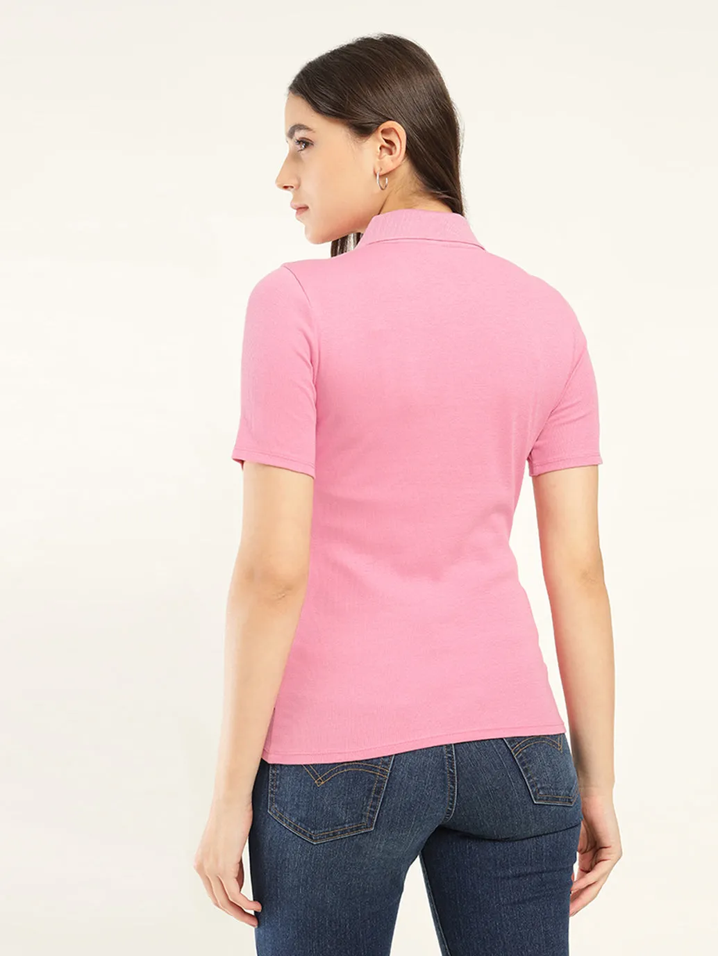 Women's Solid Slim Fit Polo T-Shirt