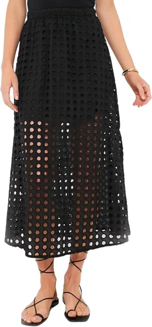 Women's Summer Hollow Out Eyelet Beach Maxi Skirt Fashion Casual Solid Lightweight Comfortable with Underneath