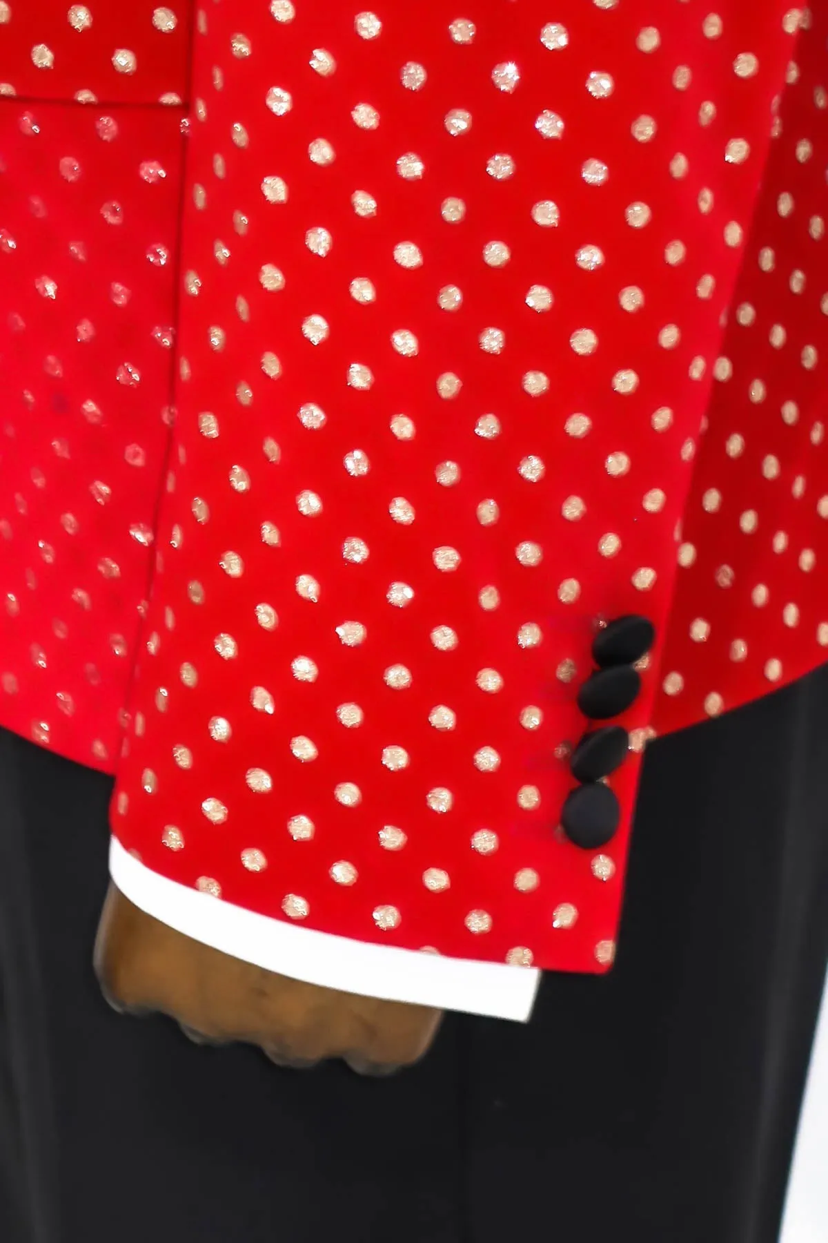 WSS Dot Patterned Slim Fit Red Men Prom Blazer  - Singen
