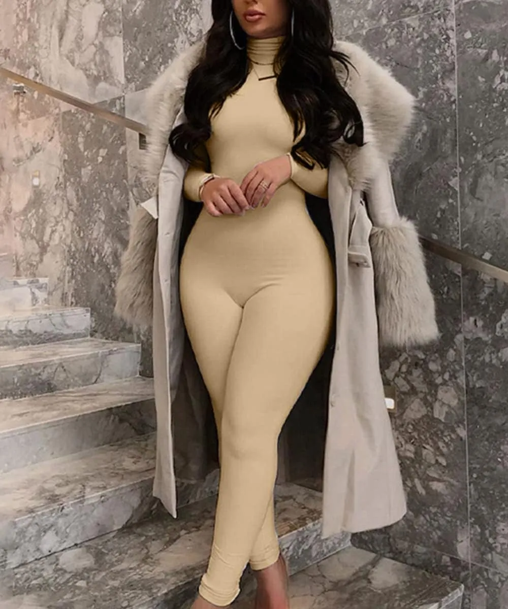 YIMISAN Women's Long Sleeve One Piece Bodycon Leggings Jumpsuits High Neck Sexy Tights Outfit Long Sleeve Rompers