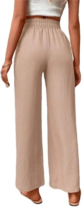 ZAFUL Women's Comfortable High Waist Pants Elastic High Waist Loose Trousers