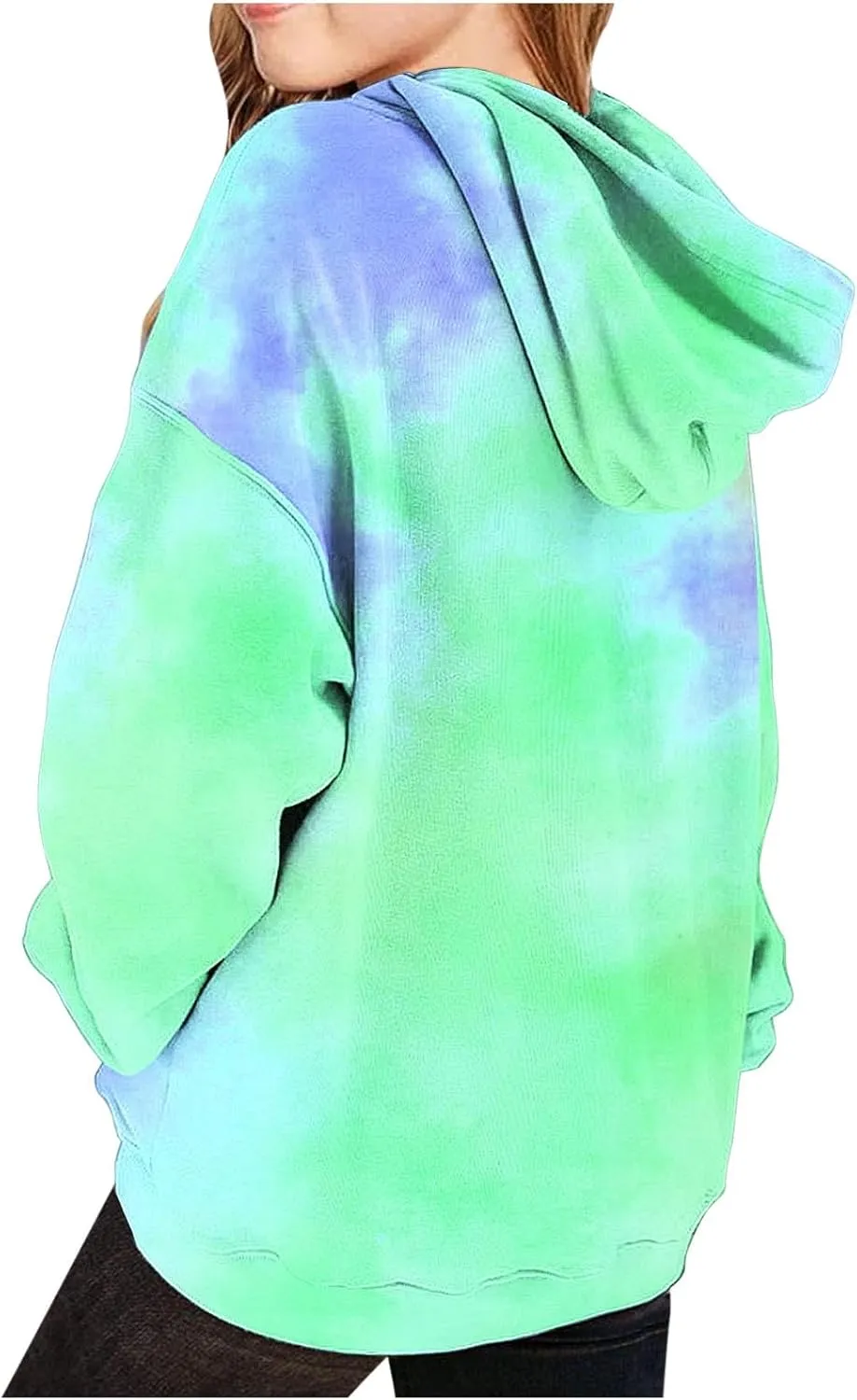 ZDRZK Hoodie for Girls Y2K Oversized Long Sleeve Tie-Dye Gradient Cute Sweatshirts Casual Pullover Tops with Pockets