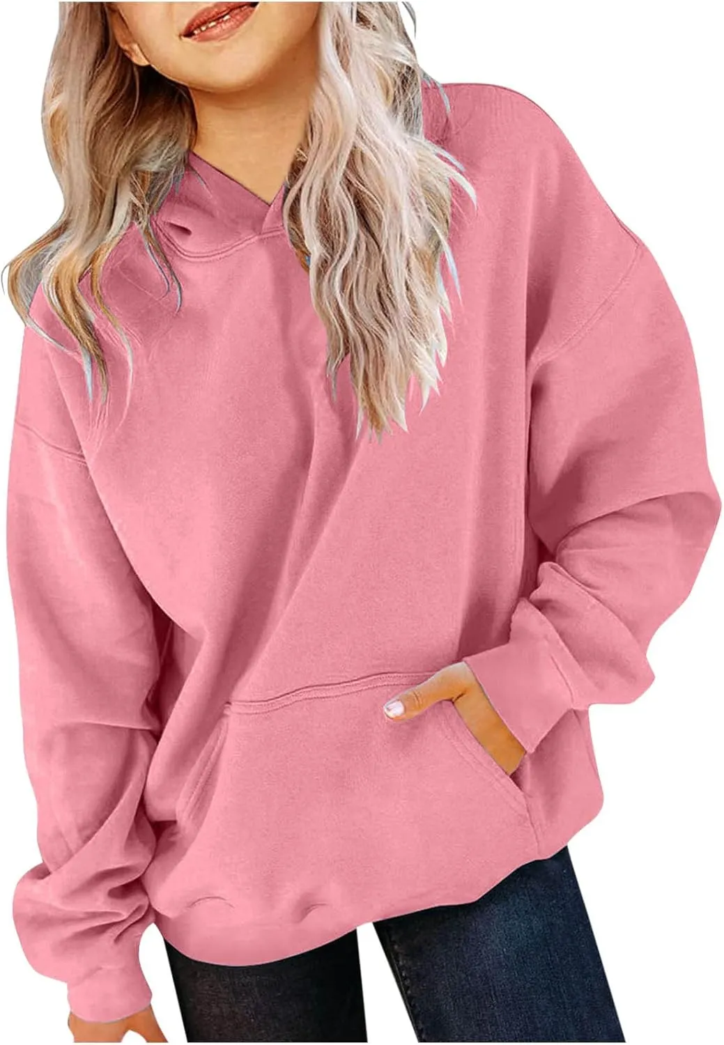 ZDRZK Hoodies for Girls Oversized Casual Fleece Cute Sweatshirts Long Sleeve Pullover Teen Girls Y2K Fall Clothes